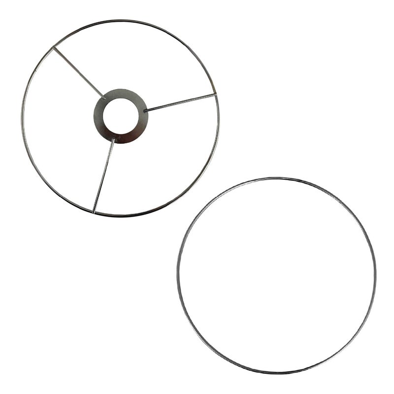 I Like That Lamp Wire Lamp Shade Rings with European Fitter (12â€ Diameter), Includes 2 Galvanized Steel Silver Drum Rings, Make DIY Table/Floor/Pendant Lamps, Compatible with most IKEA & Target Lamps - Image 1